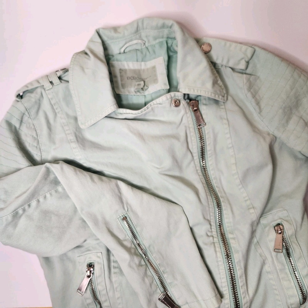 BCBGeneration Teal Cropped Moto Jacket Womens Size‎ Medium